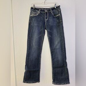 L.A. Idol Dark Wash Rhinestone Bootcut Jeans